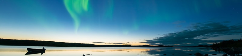 Northern lights over lake