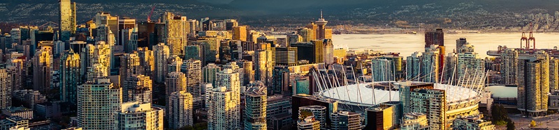 Burst of Light over Downtown Vancouver stock photo