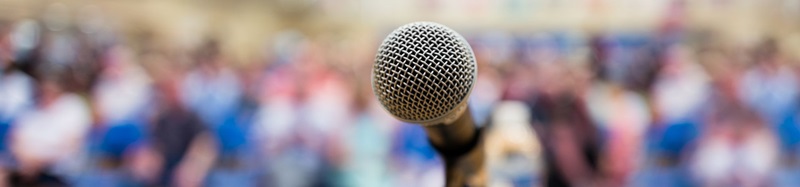 Microphone at presentation podium