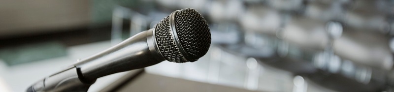 Microphone at presentation podium