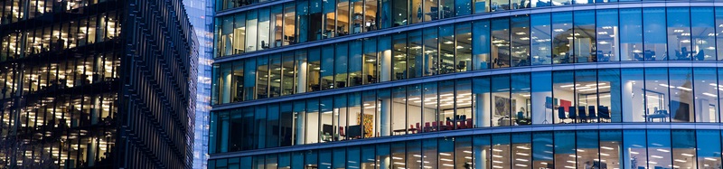 Corporate building at night