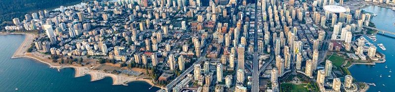 Overhead shot of Vancouver, BC