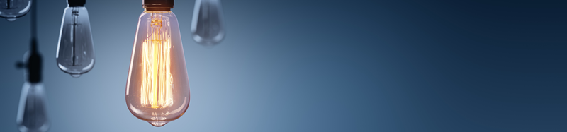 Glowing Bulb On Among Bulbs Off